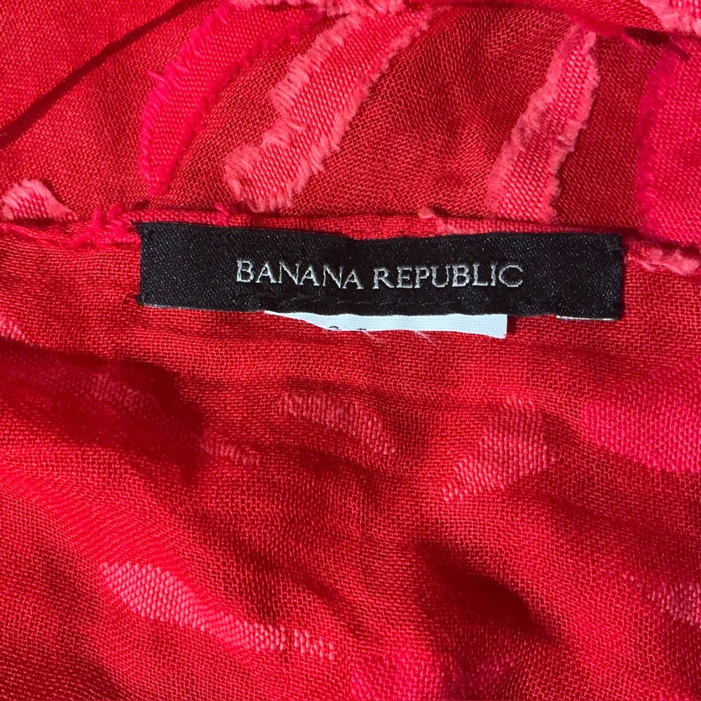 Banana Republic Red Lightweight Fringe Scarf Semi Sheer 100% Cotton - Picture 7 of 7